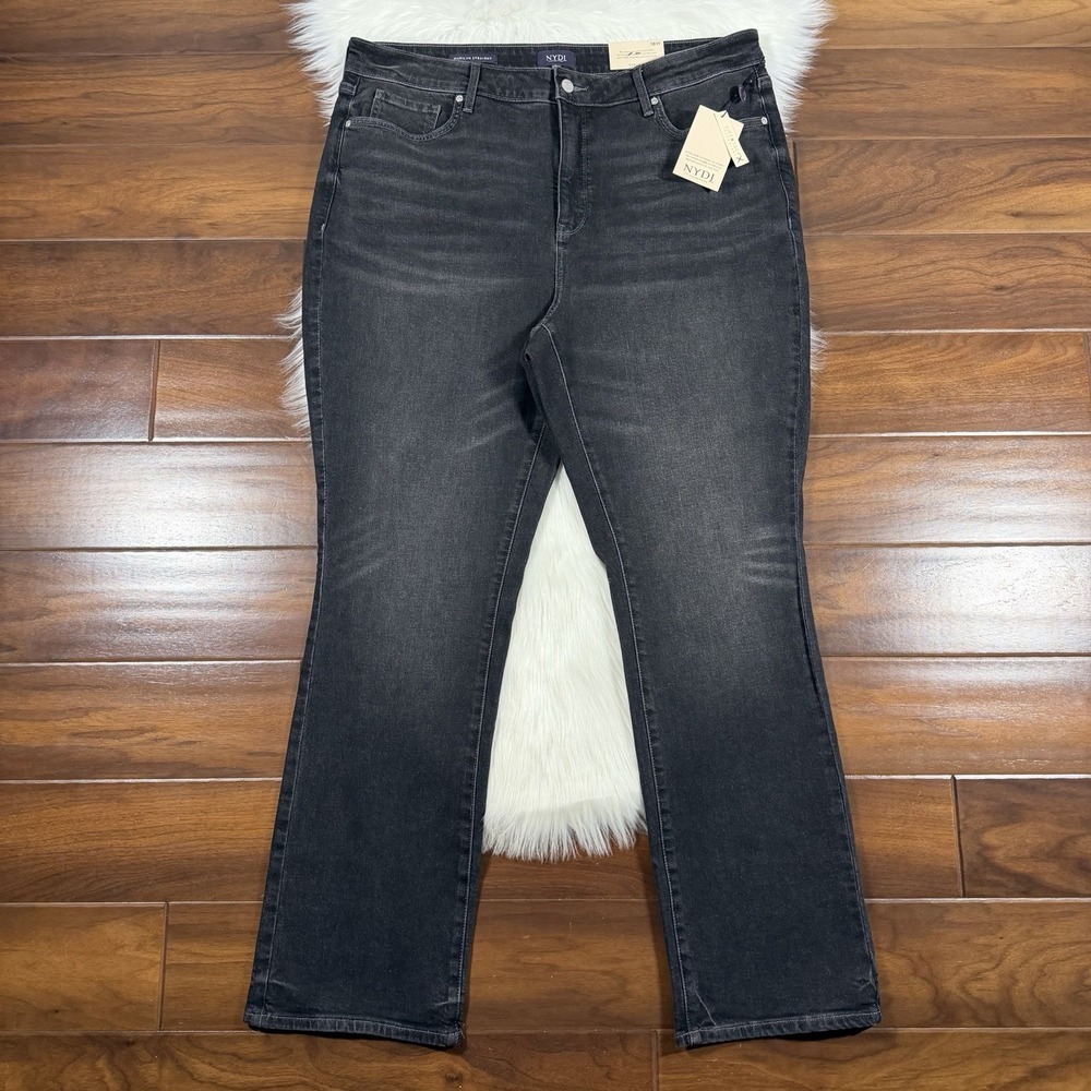 NYDJ Not Your Daughters Women's Size 18 W Black Marilyn Straight Denim Jeans